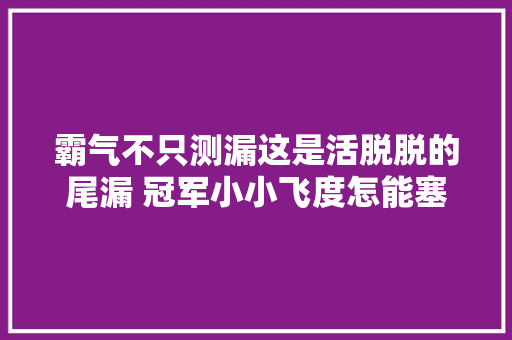 霸气不只测漏这是活脱脱的尾漏 冠军小小飞度怎能塞下这么多设备