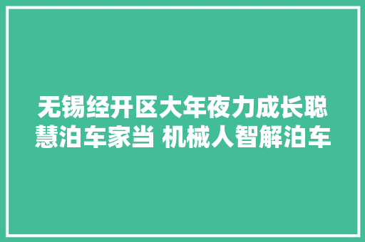 无锡经开区大年夜力成长聪慧泊车家当 机械人智解泊车难