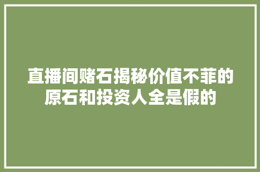 直播间赌石揭秘价值不菲的原石和投资人全是假的