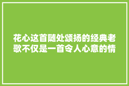花心这首随处颂扬的经典老歌不仅是一首令人心意的情歌