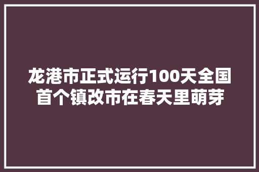 龙港市正式运行100天全国首个镇改市在春天里萌芽 汽车知识