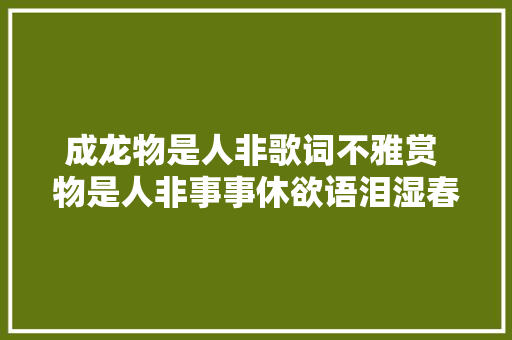 成龙物是人非歌词不雅赏 物是人非事事休欲语泪湿春衫袖