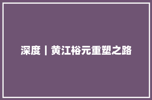 深度｜黄江裕元重塑之路