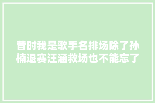 昔时我是歌手名排场除了孙楠退赛汪涵救场也不能忘了陈奕迅