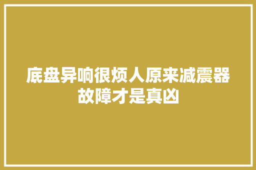 底盘异响很烦人原来减震器故障才是真凶