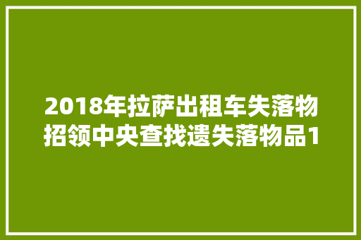 2018年拉萨出租车失落物招领中央查找遗失落物品1599起