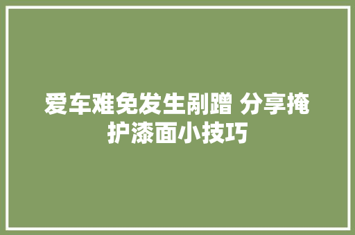 爱车难免发生剐蹭 分享掩护漆面小技巧