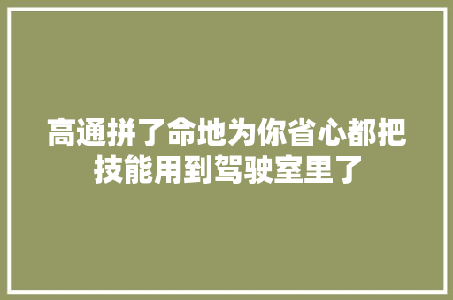 高通拼了命地为你省心都把技能用到驾驶室里了