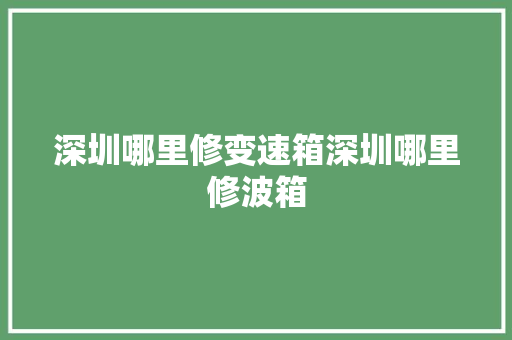 深圳哪里修变速箱深圳哪里修波箱