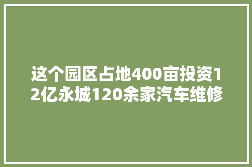 这个园区占地400亩投资12亿永城120余家汽车维修商户扎堆入驻