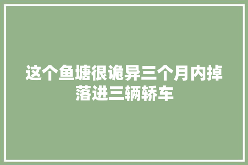 这个鱼塘很诡异三个月内掉落进三辆轿车