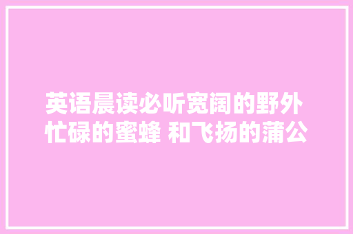 英语晨读必听宽阔的野外 忙碌的蜜蜂 和飞扬的蒲公英