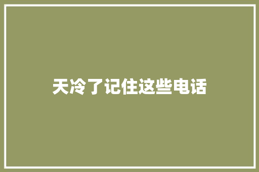天冷了记住这些电话