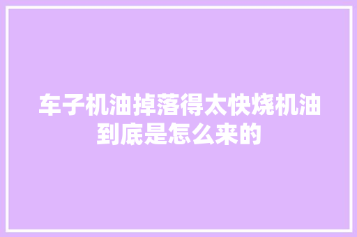 车子机油掉落得太快烧机油到底是怎么来的