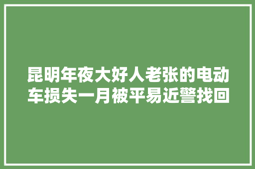 昆明年夜大好人老张的电动车损失一月被平易近警找回 换了电瓶还翻新了 汽车知识