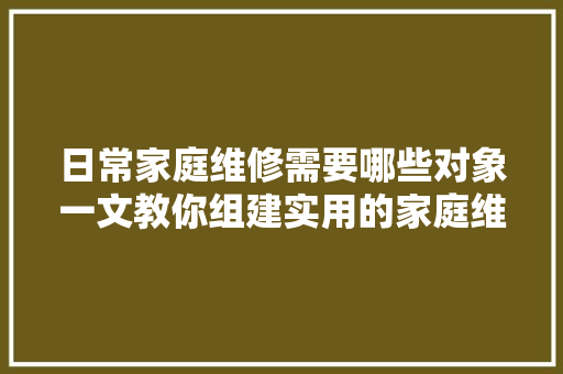 日常家庭维修需要哪些对象一文教你组建实用的家庭维修对象包