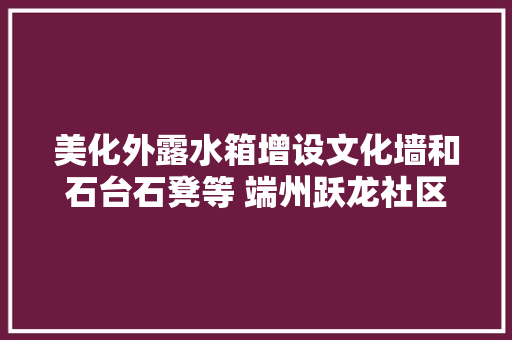 美化外露水箱增设文化墙和石台石凳等 端州跃龙社区进级改造再续新篇