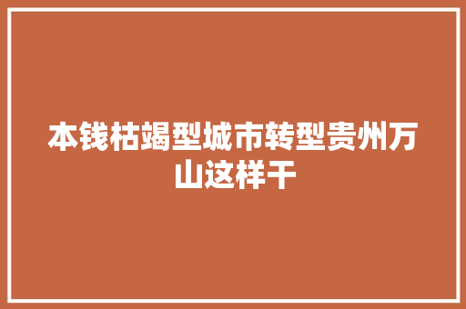 本钱枯竭型城市转型贵州万山这样干