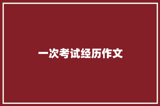 一次考试经历作文