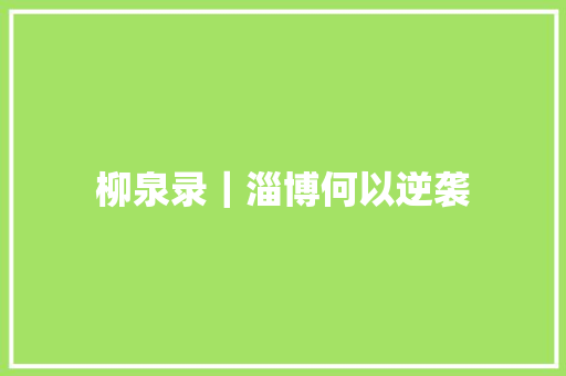 柳泉录｜淄博何以逆袭