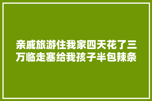亲戚旅游住我家四天花了三万临走塞给我孩子半包辣条