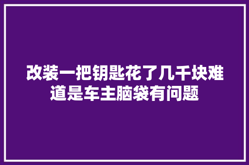 改装一把钥匙花了几千块难道是车主脑袋有问题