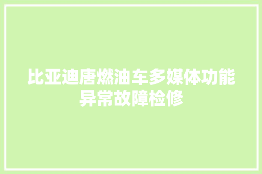 比亚迪唐燃油车多媒体功能异常故障检修