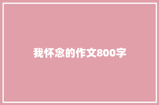 我怀念的作文800字