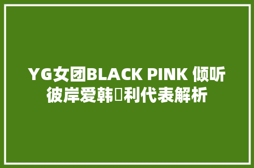 YG女团BLACK PINK 倾听彼岸爱韩乣利代表解析