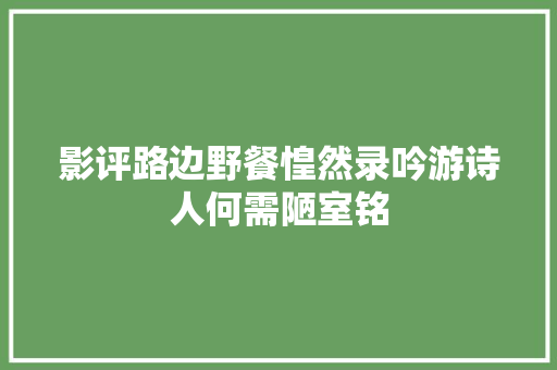 影评路边野餐惶然录吟游诗人何需陋室铭