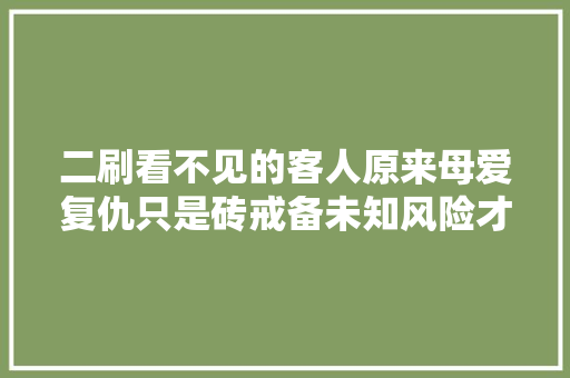 二刷看不见的客人原来母爱复仇只是砖戒备未知风险才是玉