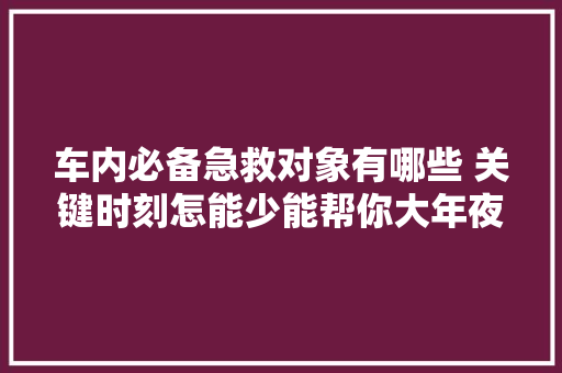 车内必备急救对象有哪些 关键时刻怎能少能帮你大年夜忙