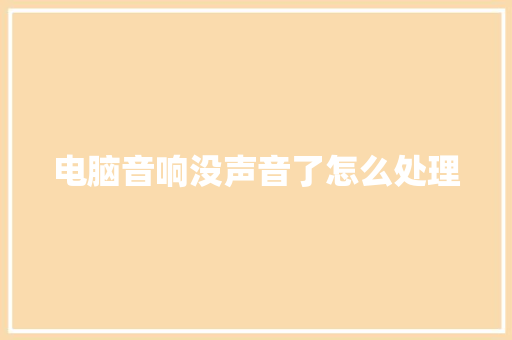 电脑音响没声音了怎么处理