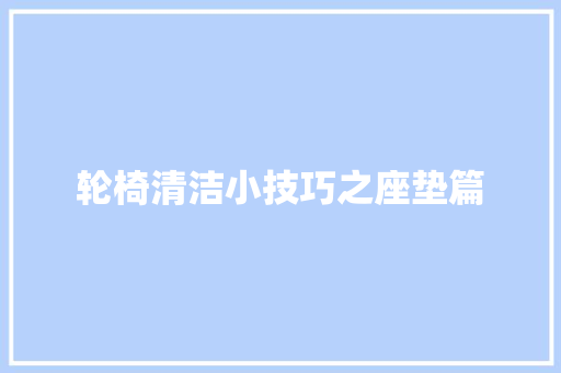 轮椅清洁小技巧之座垫篇