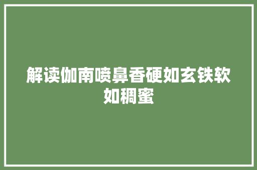 解读伽南喷鼻香硬如玄铁软如稠蜜
