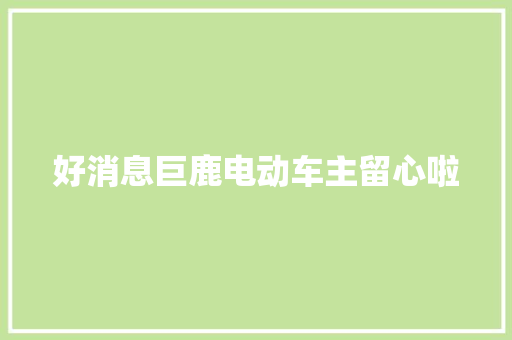 好消息巨鹿电动车主留心啦