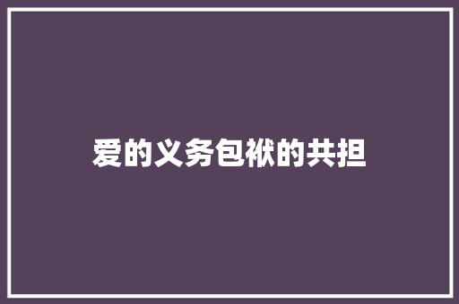 爱的义务包袱的共担