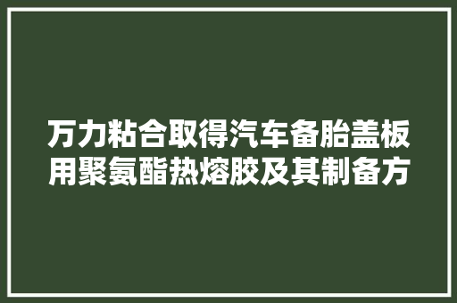 万力粘合取得汽车备胎盖板用聚氨酯热熔胶及其制备方法专利有效解决了汽车备胎盖板中毛毡面易反弹桥边的问题