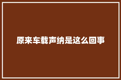 原来车载声纳是这么回事