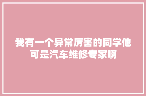 我有一个异常厉害的同学他可是汽车维修专家啊