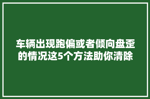车辆出现跑偏或者倾向盘歪的情况这5个方法助你清除和解决故障