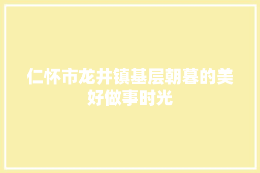 仁怀市龙井镇基层朝暮的美好做事时光