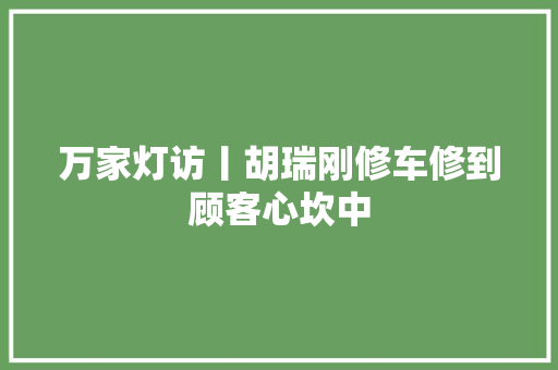 万家灯访丨胡瑞刚修车修到顾客心坎中 汽车知识