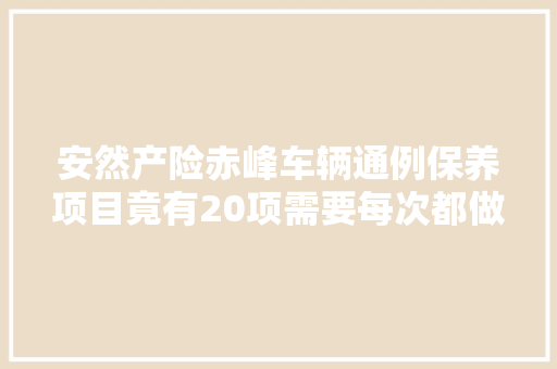 安然产险赤峰车辆通例保养项目竟有20项需要每次都做吗