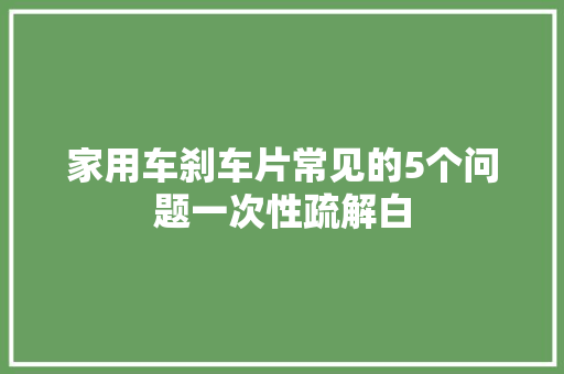 家用车刹车片常见的5个问题一次性疏解白