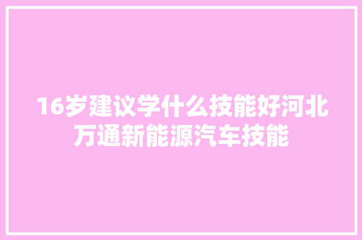 16岁建议学什么技能好河北万通新能源汽车技能