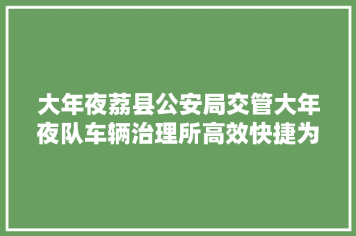 大年夜荔县公安局交管大年夜队车辆治理所高效快捷为群众解决营业