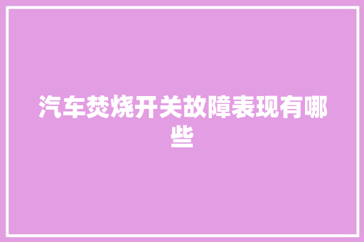 汽车焚烧开关故障表现有哪些