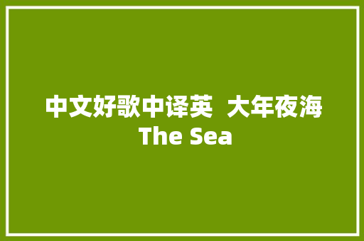 中文好歌中译英  大年夜海 The Sea