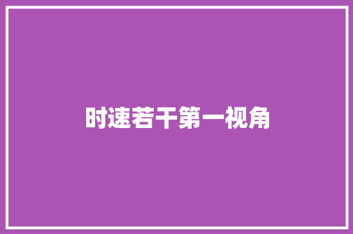 时速若干第一视角